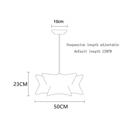 Adjustable star-shaped pendant lamp with elegant silk white ribbed design 50cm wide for modern living room decorbites elegant silk