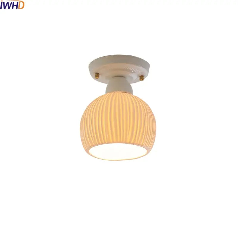 Modern ridged cream ceramic led ceiling light with vertical ridges and warm glow for living room decorbites ceramic led ceiling light