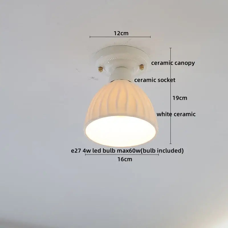 Modern ridged cream ceramic led ceiling light with fluted dome shade and matching canopy for living room decorbites ceramic led