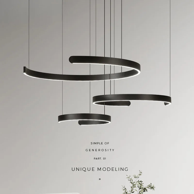 Modern Ring LED Pendant Light in Black or White