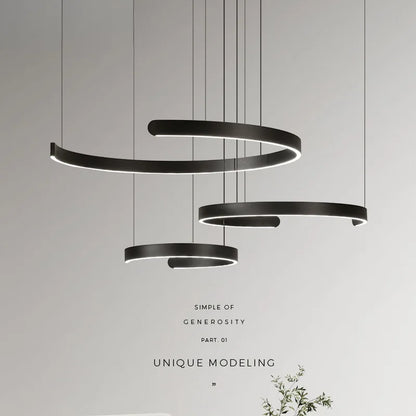 Modern Ring LED Pendant Light in Black or White
