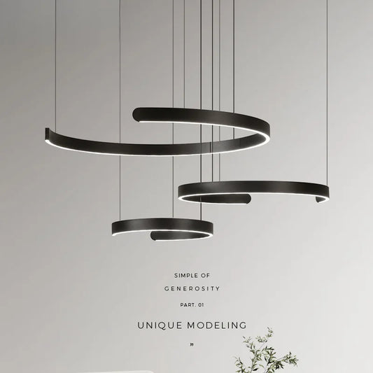 Modern Ring LED Pendant Light in Black or White