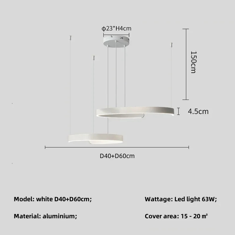 Modern Ring LED Pendant Light in Black or White