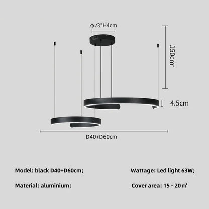Modern Ring LED Pendant Light in Black or White