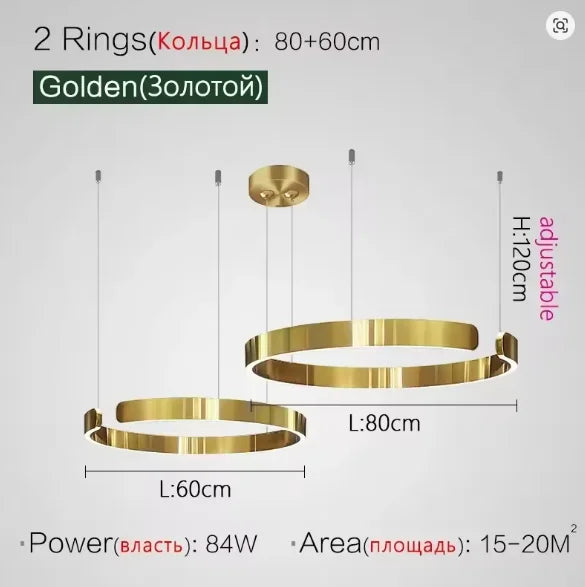 Modern Ring LED Pendant Light in Black or White