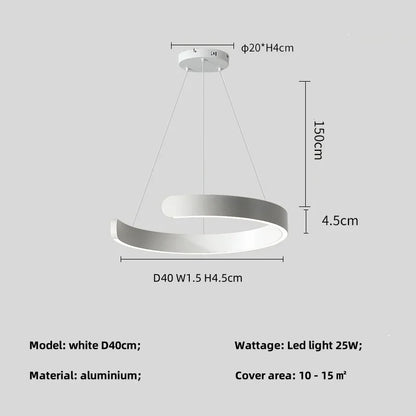 Modern Ring LED Pendant Light in Black or White