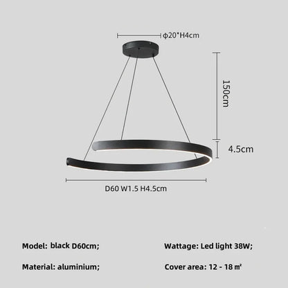 Modern Ring LED Pendant Light in Black or White