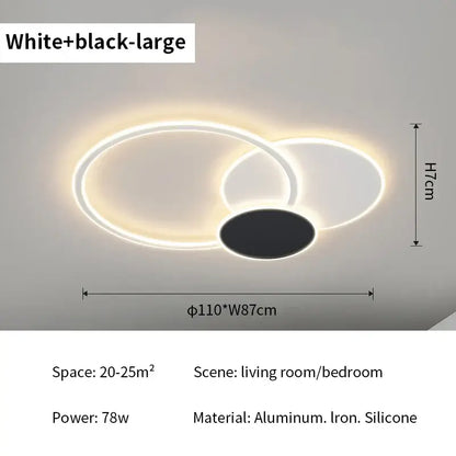 Modern ring led white ceiling light with remote control featuring a sleek black and white circular design for decorbites led white decor