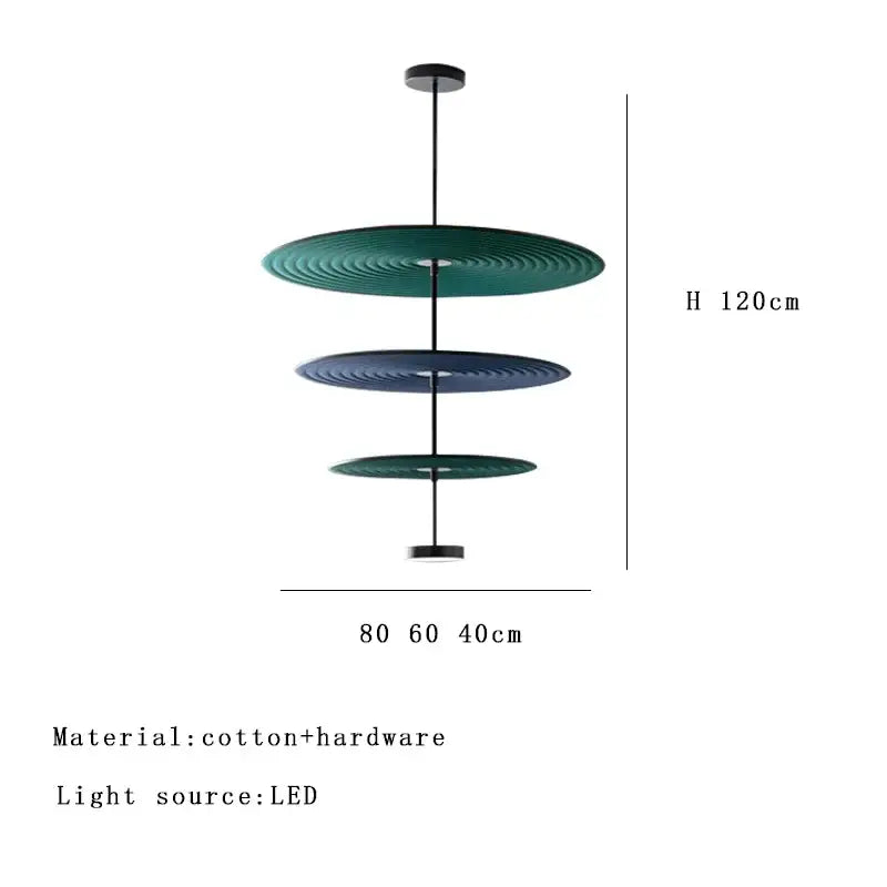 Modern ripple cotton round pendant light with tiered concentric discs in deep teal and navy blue for living room decorbites cotton round pendant lights