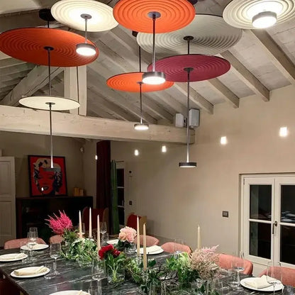 Modern ripple cotton round pendant lights in orange red and white feature concentric rings for stylish living room decorbites cotton round decor