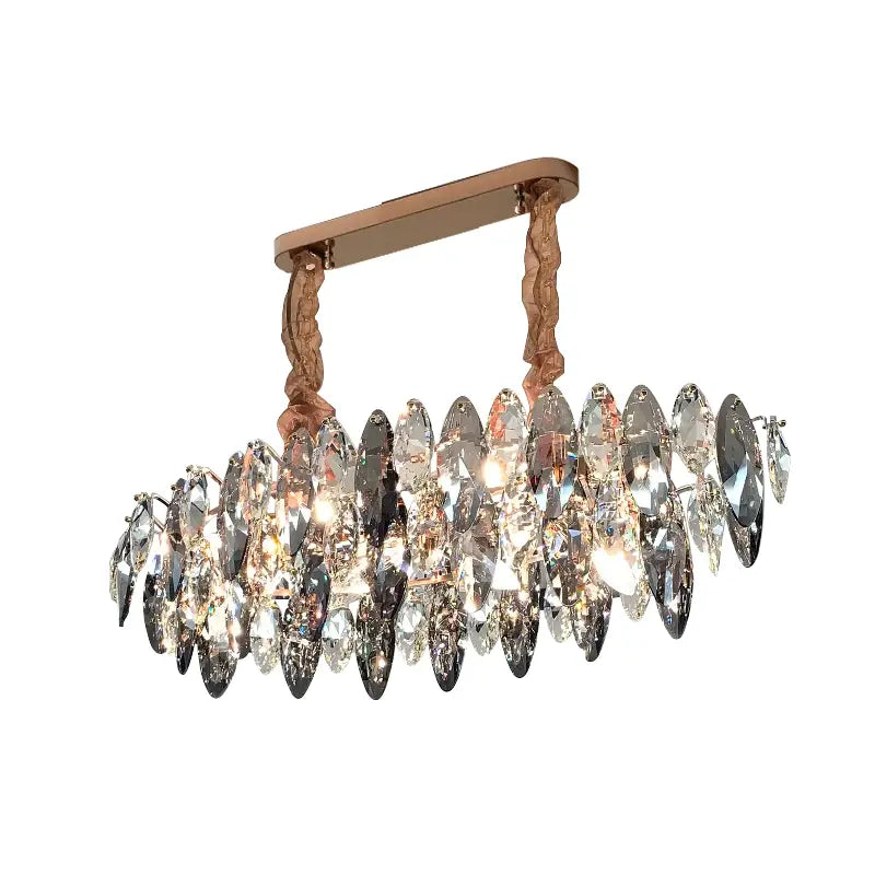 Modern rose gold pendant lights with cascading clear crystal droplets decorbites crystal dimmable led for dining room decor