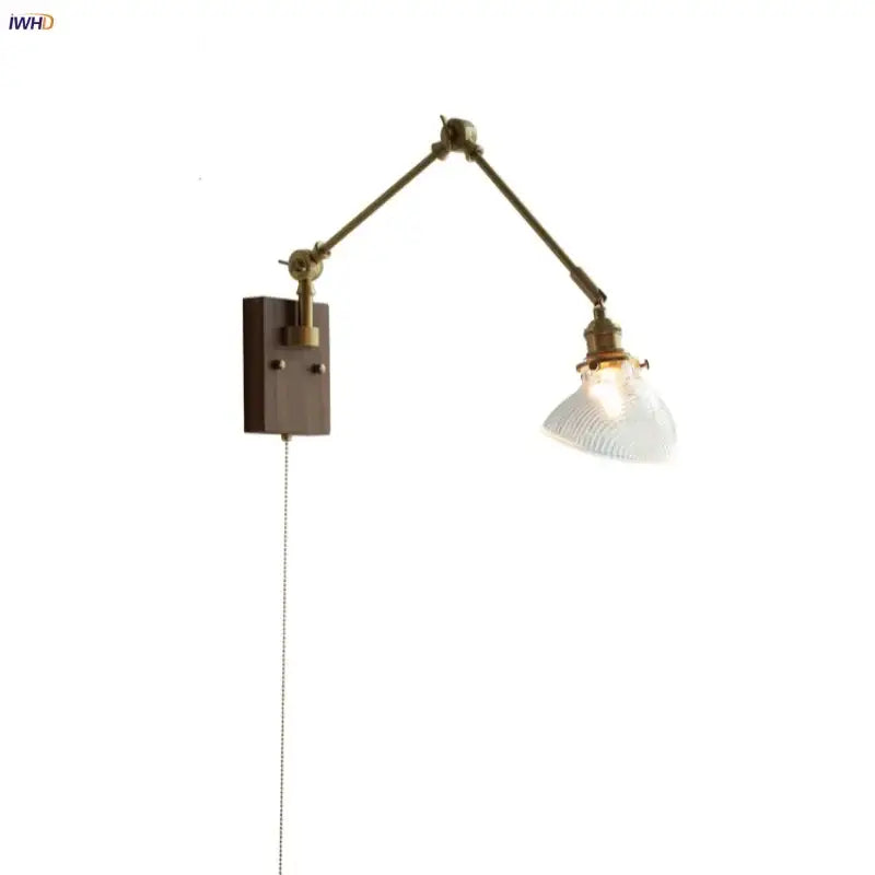 Adjustable modern rotatable brass wall light fixture with textured glass shade for stair lighting