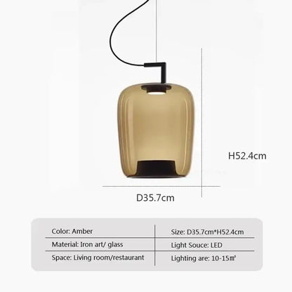 Modern sage green brokis glass pendant lamp with amber amber-colored glass and iron design for dining room decorbites brokis glass