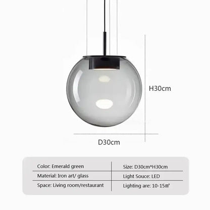 Modern sage green brokis glass pendant lamp with emerald green spherical glass and iron art fixture for dining room decorbites brokis glass
