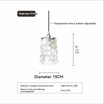 Modern Shell Pendant Chandelier in Gold or Chrome