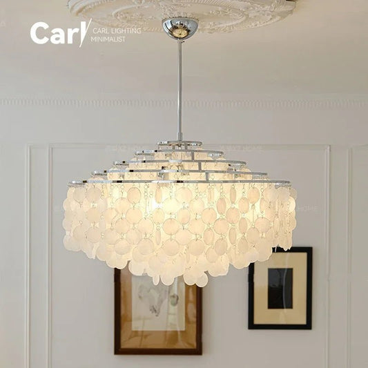 Modern Shell Pendant Chandelier in Gold or Chrome - Decorbites