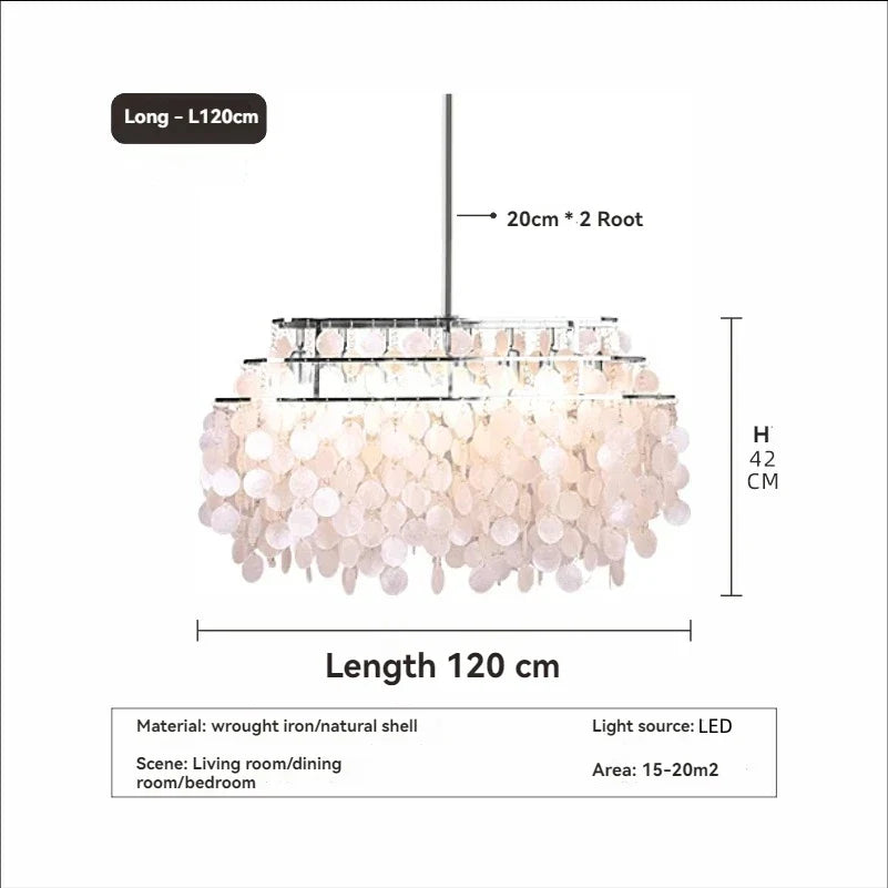 Modern Shell Pendant Chandelier in Gold or Chrome