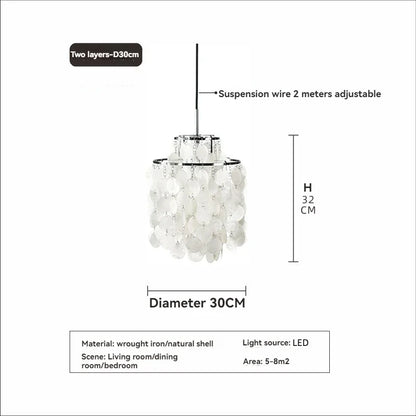 Modern Shell Pendant Chandelier in Gold or Chrome