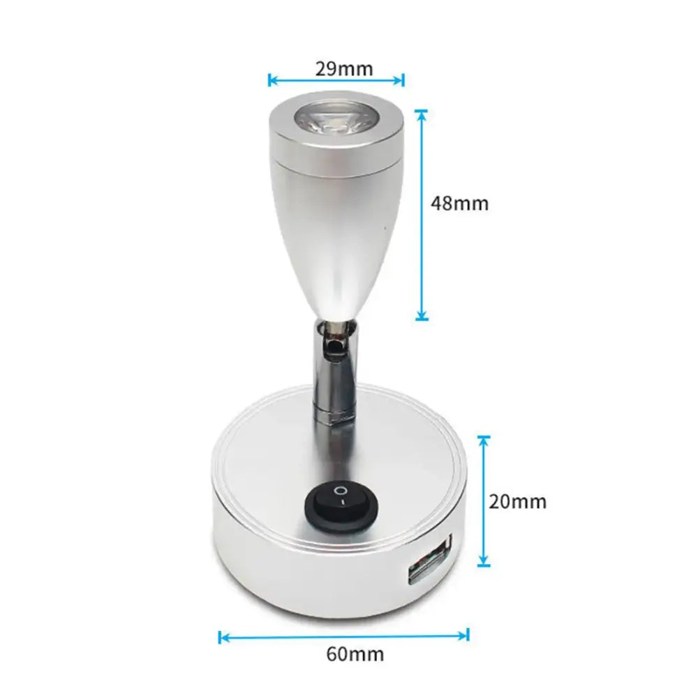 Modern silver metallic desk lamp with adjustable head usb charger and decorbites 12v led spotlight for reading