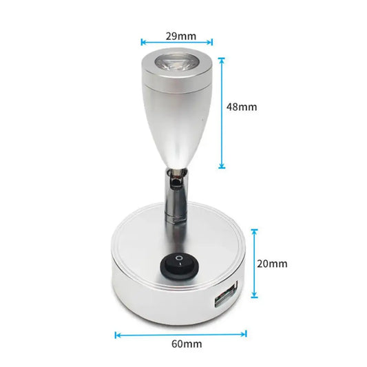 Modern silver metallic desk lamp with adjustable head usb charger and decorbites 12v led spotlight for reading