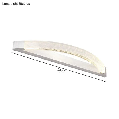 Modern silver bubble crystal wall mount vanity light with curved silver frame frosted glass and 110v-120v led strip
