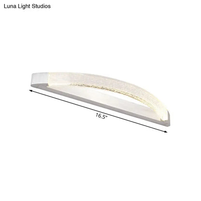Modern silver bubble crystal wall mount vanity light with curved metallic frame and frosted glass diffuser 110v-120v