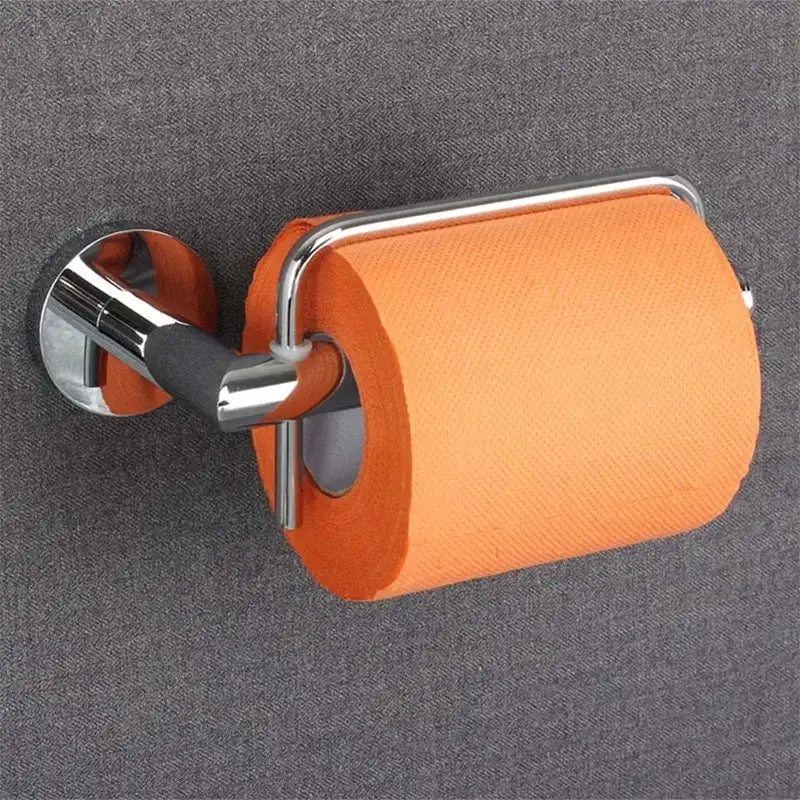 Modern silver chrome toilet paper holder with vibrant orange tissue paper by decorbites euro silver for bathroom decor