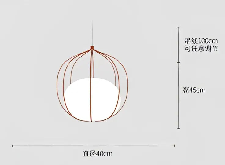 Modern silver and copper decorbites birdcage pendant light with a spherical copper wire frame and white glass globe illumination