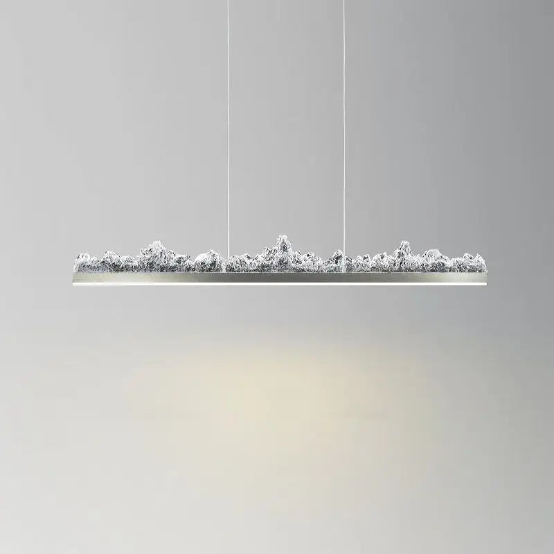 Modern silver pendant light with frosted textured glass resembling snow covered trees for kitchen island decorbites iceberg