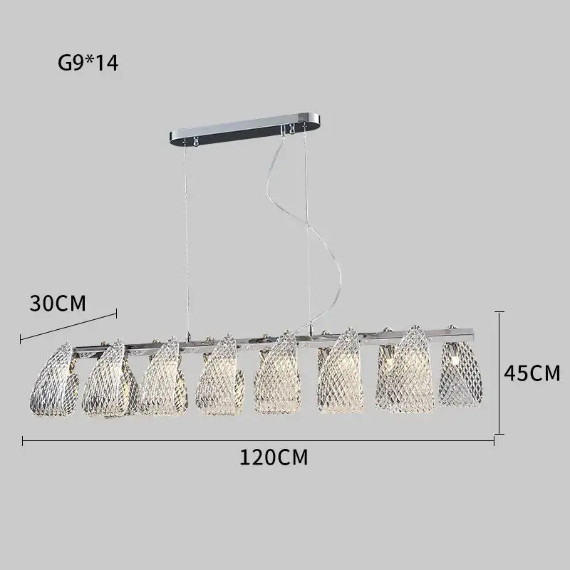 Modern silver glass pinecone led chandelier with a sleek chrome frame and ten diamond-cut crystal shades pendant light
