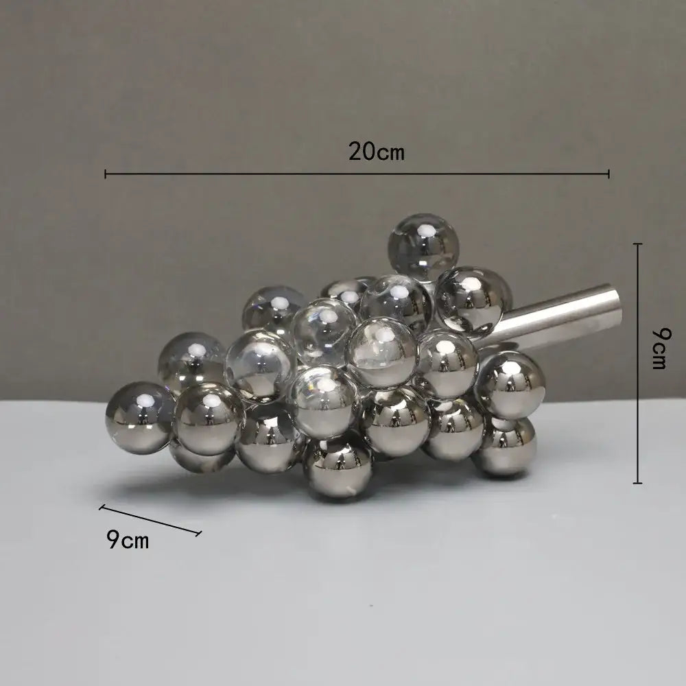 Modern silver gold and chrome crystal grape decorative sculpture 20cm long for dining room decorbites crystal grape decor