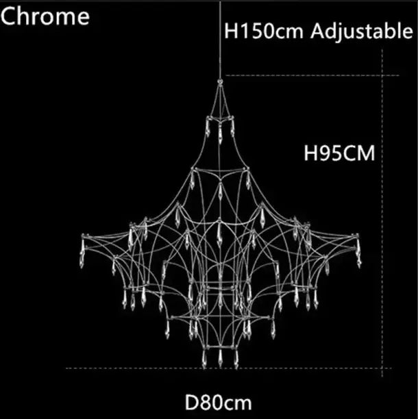 Chrome pendant light with adjustable height and intricate crystal accents serves as a striking modern design focal point