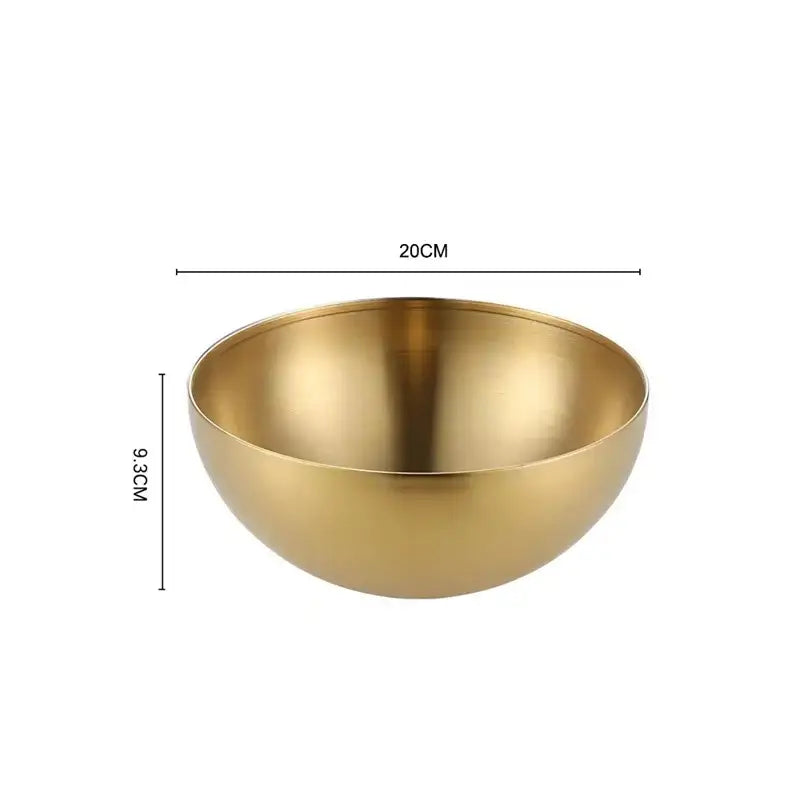 A sleek golden stainless steel mixing bowl 20cm wide and 9.3cm deep from decorbites stainless steel set