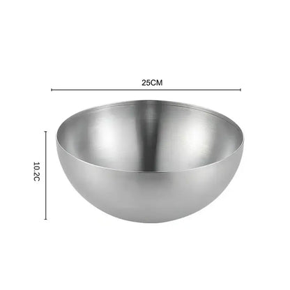 A sleek 25cm wide polished silver stainless steel mixing bowl from the decorbites stainless steel kitchen set