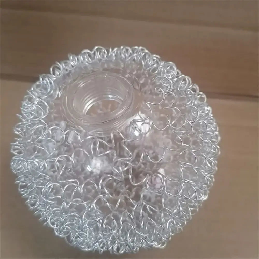 Transparent glass lampshade with silver metallic mesh cage decorbites glass lampshade for modern living room lighting