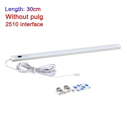 Modern silver rectangular led cabinet light with 30cm white led strip hand sweep switch and mounting hardware included