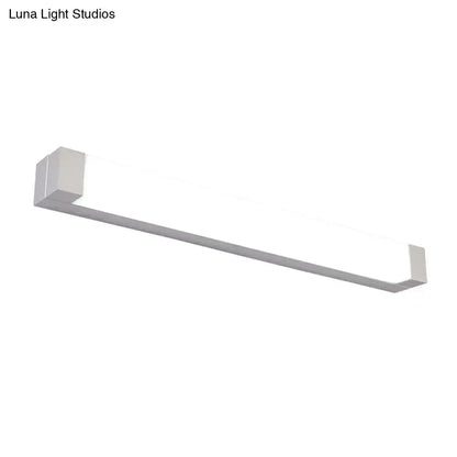 Modern silver rectangular led vanity light flush mount wall sconce with sleek silver metallic finish and minimalist design