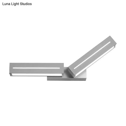 Modern silver rectangular led wall mounted light with sleek dual light bars for bedroom wall mounted use