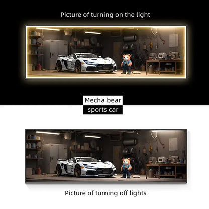 Modern silver sports car led wall lamp featuring a sleek white and black aerodynamic design for living room illumination