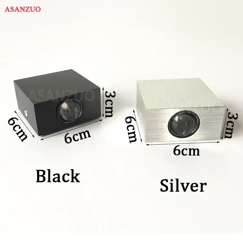Black and silver asanzuo 6cm cube-shaped led square wall lamp with brushed metal finish for modern living room use