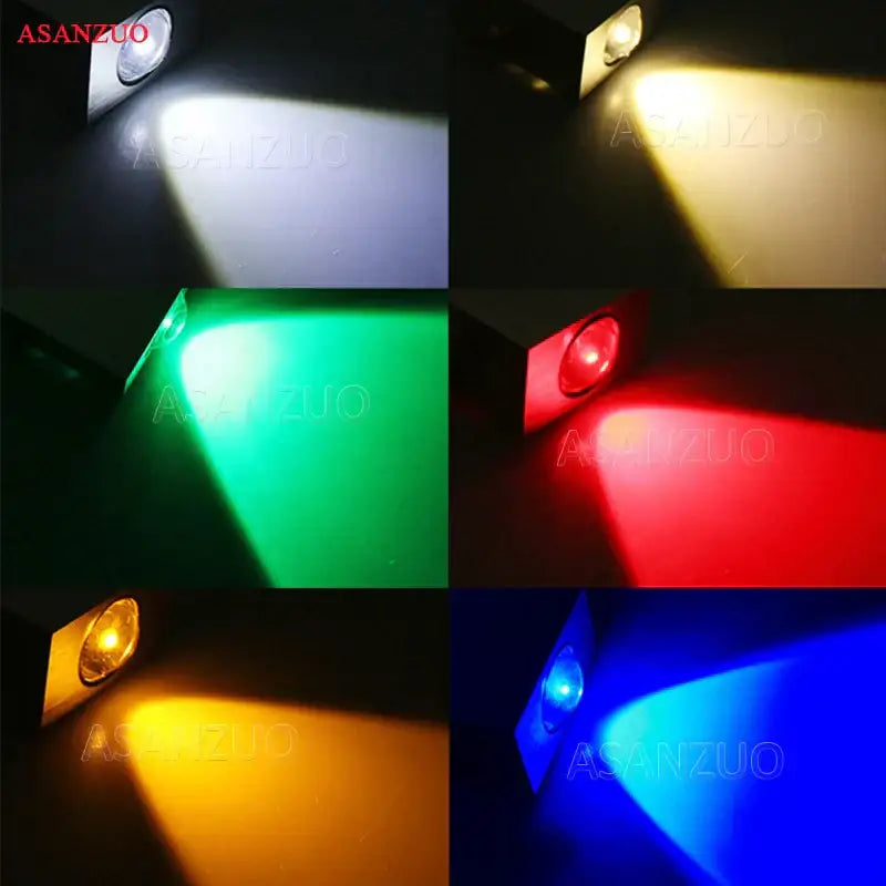 Modern silver square wall lamp with black led square wall spotlight featuring adjustable white, yellow, green, red, orange, and blue colors