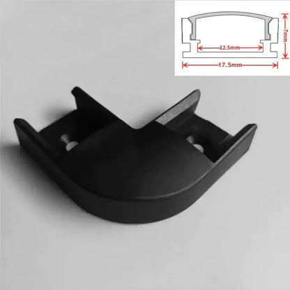 Black plastic corner bracket with precise dimensions and sleek molded design for modern silver u-shape led bar strip light