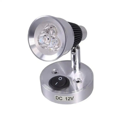 Modern silver led spotlight with three warm white bulbs and black switch for white boat interior lights dc 12v