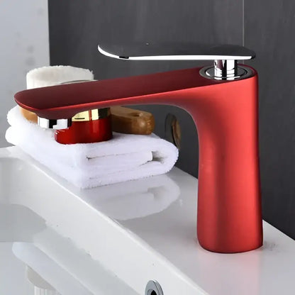 Red matte finish modern single handle basin faucet with chrome accents by decorbites for bathroom sink mixer tap