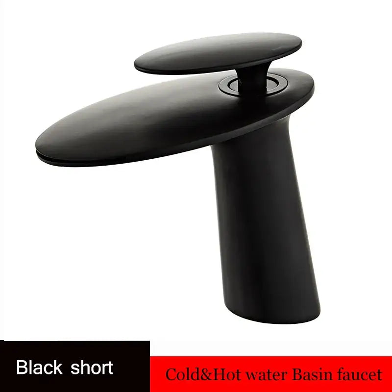 Black matte finished short basin faucet with sleek modern design for bathroom waterfall basin faucet decor