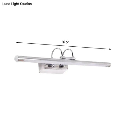 Modern slender chrome wall lamp with sleek elongated design and two curved hooks for mounting bulb included