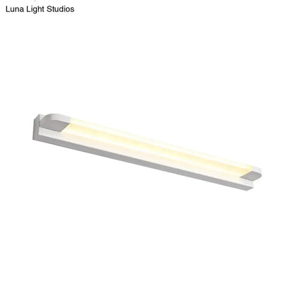 Modern slim led bathroom vanity light in black white with silver finish and warm white light for 110v-120v use