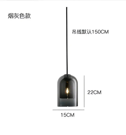 A sleek smoke-gray glass led chandelier with a minimalist design and 15cm diameter base for dining rooms