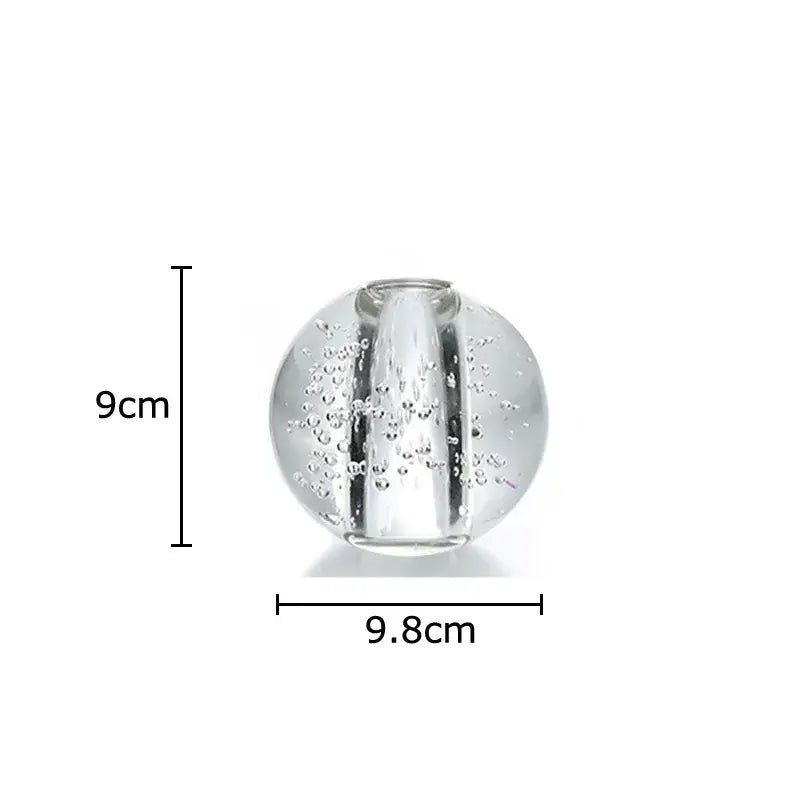 Modern spherical clear glass vase with embedded bubbles and narrow opening for desk decoration decorbites clear glass