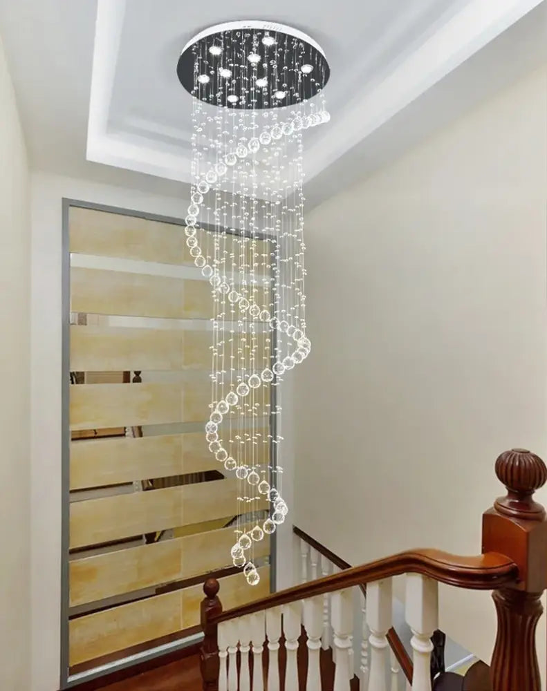 Modern spiral black and clear crystal pendant chandelier with cascading glass beads from decorbites crystal pendant collection